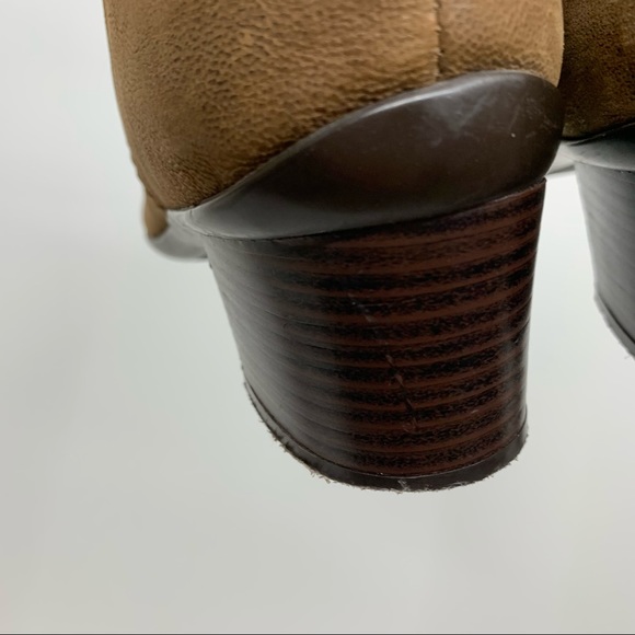 Sesto Meucci Light Brown Worn Leather Style Low Stacked Heel Ankle Boots Sz 9.5 - Picture 10 of 16